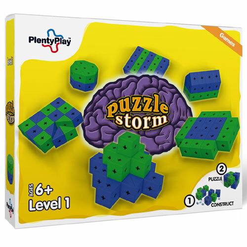 Plenty Play プレンティプレイ パズルストーム レベル1〜北欧デンマークのコネクターでつないで組み立てる面白いブロックの鍛脳(たんのう)パズル。6歳以上のお子様にオススメのブロックパズルです。