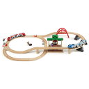 BRIO ブリオ レールウェイセット トラベルレールセット〜BRIOの大人気玩具 木製レールセットシリーズ！旅客列車がモチーフのレールウェイセット。青い列車はバッテリーパワー式です！42ピース。