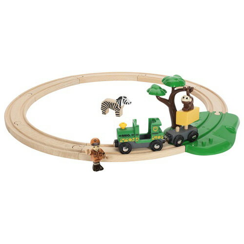 BRIO(ブリオ)の大人気玩具・木製レールセットシリーズ！レールウェイセットは、レール、列車、アクセサリーが揃っていますのですぐにお遊びいただけます！ 列車と動物がテーマのサファリレールでサバンナを冒険しましょう！ おさるさんがワゴンから食べ物を取ろうとしています。 サファリワゴンと機関車がセットになっています。 ○対象年齢：3歳/4歳/5歳〜 ○サイズ： パッケージ/W38.7×H19.4×D9cm 本体(組立時)/48×44.6cm 17ピース ○製造元：BRIO ブリオ（スウェーデン）※中国製 ○安全基準：ヨーロッパ安全基準CE ○材質：木製（ブナ材等）、他 誕生日プレゼント クリスマスプレゼント［BRIO ブリオ］レールウェイセット サファリサークルセット &nbsp; BRIO(ブリオ)の大人気玩具・木製レールセットシリーズ！レールウェイセットは、レール、列車、アクセサリーが揃っていますのですぐにお遊びいただけます！ 列車と動物がテーマのサファリレールでサバンナを冒険しましょう！ おさるさんがワゴンから食べ物を取ろうとしています。 サファリワゴンと機関車がセットになっています。 ■子どもの創造力を刺激するBRIO（ブリオ）の木製レールウェイシリーズ BRIO（ブリオ）の木製レールウェイシステムは、長い間、世界中の子どもたちに愛されてきた汽車レールセットです。 その人気の秘密は、システムにはレール、列車、アクセサリーがあり、レイアウトが自由に無限に拡大できます。 何度もレールのレイアウトを変えられるので、子どもたちの創造力を刺激しながら、論理的な思考と運動能力を伸ばします。 まずは、レールセットを購入することをお勧めします！ レール、車両、アクセサリーが揃っていますのですぐにお遊びいただけます。 次に、どのようにレイアウトを拡張したいか想像しながら、パーツを増やしていきましょう。 その他、別のレールセットと組み合わせても簡単に拡張することができます！ BRIOのレールシステムに終わりはありません。想像力がある限り可能性は無限です。 何よりも大切なこと、それは遊ぶことをやめないことです♪ ▲BRIOの木製レールセットシリーズは、コチラです。 ■Brio（ブリオ）について BRIO（ブリオ）は、スウェーデン南部にある小さな町で1884年に設立された老舗おもちゃメーカーです。 1940年代からスウェーデン王室御用達となり、世界中の子どもたちから長年愛され続けています。 BRIOの木のおもちゃはシンプルで洗練されたデザインが特徴です。 あらゆる年齢に合わせて、子どもたちの成長を促進するようデザインされています。 また、BRIOでは法律で定められた規制よりも厳しい条件で安全性を検査しています。 丈夫な木材、口に入れても安全な塗料、耐久性を高めるためのプラスチック部品の使用、子どもにやさしい金属の使用。 子どもにやさしい安全なおもちゃは、遊びの世界を広げます。 おもちゃが子どもの成長を助けるように、BRIOのおもちゃには、長年の知恵と哲学が込められています。 2014年から、BRIOの木製玩具には、FSC森林管理認証を受けた木材のみを使用しています。 FSC（森林管理協議会）は、持続可能な森林を保護、管理、推進する非営利団体です。 FSC認証は、全ての木材製品の原産地が追跡可能であること、また責任を持って管理された森林から生産されたものであることを証明しています。 ▲BRIOのおもちゃ一覧はコチラです。