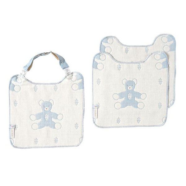 SOULEIADO ソレイアード クリップ&ハンカチスタイ ブルーセット ふくふくガーゼ 6重ガーゼ Ficelle フィセル 日本製 マルチクリップ おしゃぶりホルダー 出産祝い、ハーフバースデイにおすすめの出産準備グッズ、ママ＆ベビー用品です。(20221018) 2