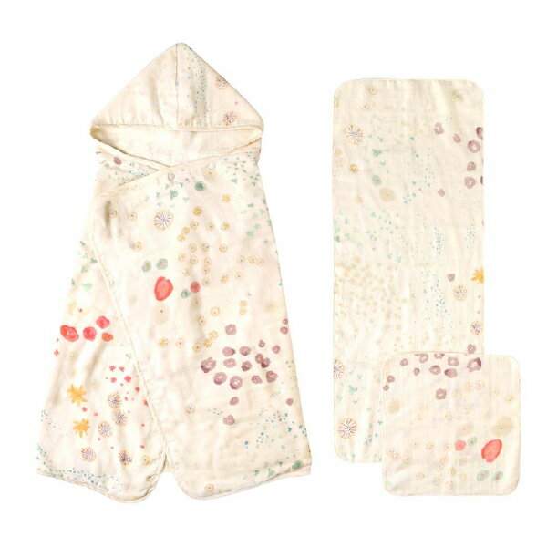 Naomi Ito ナオミ イトウ アメザイク おふろガーゼセット Ficelle フィセル 日本製 バスポンチョ 沐浴ガーゼ ガーゼハンカチ プール 出産祝い、ハーフバースデイにおすすめの出産準備グッズ、ママ＆ベビー用品です。(9848) 2