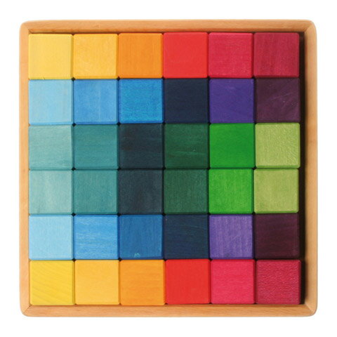 積み木 Grimm's Spiel & Holz Design グリムス社 にじのキューブ カラーキューブ 小 36p〜ドイツ・グリムス社の色彩豊かな立方体の積み木36ピースセットです。シュタイナー教育に基づいた知育積み木としておすすめです。