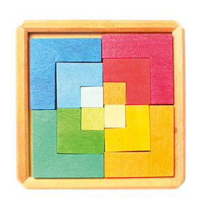 Grimm’s Spiel & Holz Design グリムス社 クリエイティブパズル 四角形 12P〜ドイツ・グリムス社の美しい色彩の木製パズル12ピースセット。幾何学的な図形を作って創造的に遊べます。