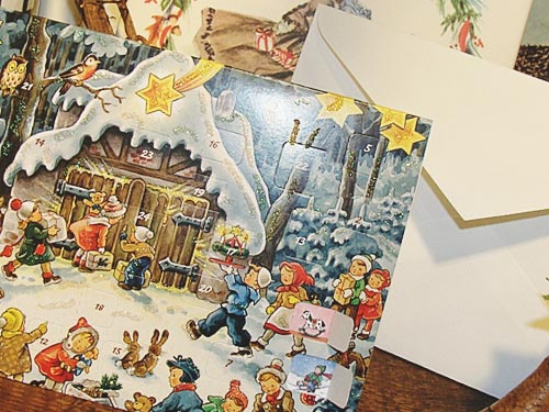 [メール便可] ドイツ製アドベントポストカード 森の中の小人〜クリスマスまでをカウントダウンしてくれるドイツ製のアドベントカレンダーのポストカードです。