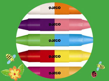 DJECO ジェコ ツインクレヨン 8本16色〜フランスのおもちゃメーカーDJECOの両端に2色ついているクレヨン8本セットです。16色でお絵描きを楽しむ事ができます♪