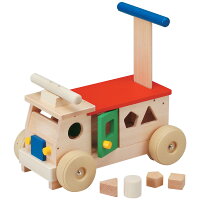 平和工業 Mocco モッコ カラフルバス〜日本製の木のおもちゃMocco(モッコ)シリーズ。手押し車としても使えるバスの木製足けり乗用玩具です。