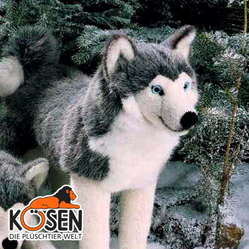 KOESEN ケーセン社 シベリアンハスキー 3860〜ドイツ・KOESEN/KOSEN（ケーセン社）の動物のぬいぐるみ。愛らしい表情の犬（イヌ/いぬ）のぬいぐるみです。出産祝い クリスマス プレゼント 結婚記念日 出産したママへのご褒美にもおすすめ