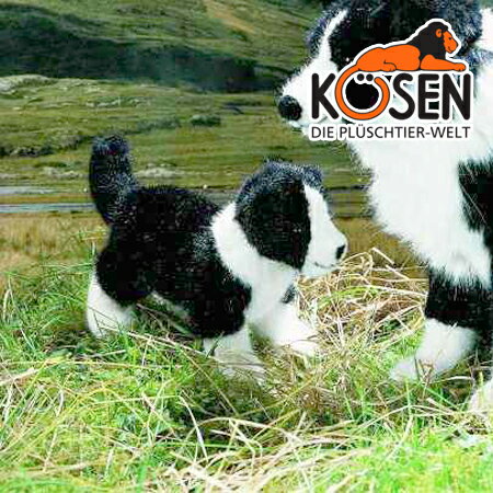 KOESEN ケーセン社 ボーダーコリーの子 4640〜ドイツ・KOESEN/KOSEN（ケーセン社）の動物のぬいぐるみ。愛らしい表情の犬（イヌ/いぬ）のぬいぐるみです。出産祝い クリスマス プレゼント 結婚記念日 出産したママへのご褒美にもおすすめ