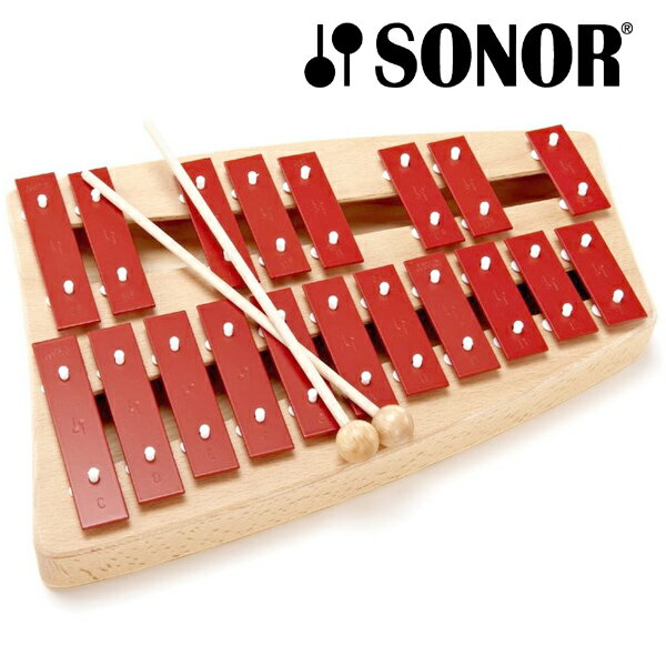 SONOR ゾノア社 二段メタルフォン NG30〜ドイツ有数の打楽器メーカーSONOR（ゾノア社）の幼児楽器「オルフシリーズ」。赤い鍵盤が印象的な鉄琴「メタルフォン NGシリーズ」です。