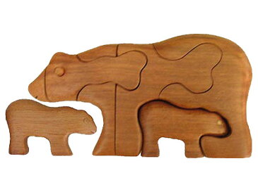 Ecowoods BO エコウッズ社 3Dパズル クマの親子〜自然素材、エコウッドを使用したクマの親子の木製立体パズル『エコウッド 3D パズル』です。林業において使い道のない小さな木材を再利用して作っているパズルです。