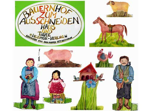 [メール便可] エバマリア・オットーハイドマン 切り絵セット 農家〜ドイツを代表する絵本作家、エバマリア・オットーハイドマンのイラストを用いた切り絵セットです。