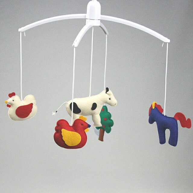 trousselier トラセリア 手巻式オルゴール付ベッドメリー ファーム(ビビッド)〜フランス、 ...