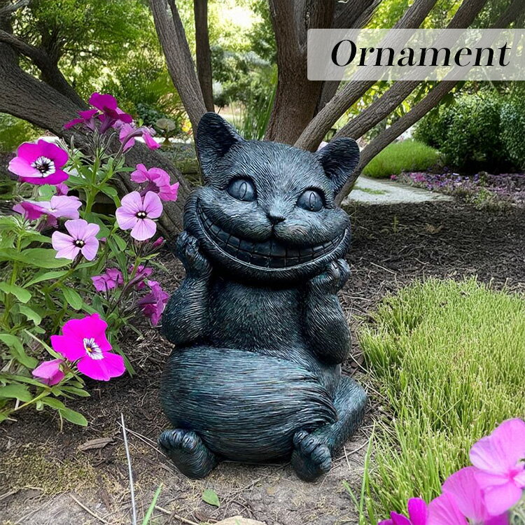 週末は店内商品ポイント最大20倍【送料無料】オーナメント ネコ キャット ねこ キャット 猫 チシャ猫 不思議な ストーン風 ガーデンオーナメント おとぎ話 オブジェ ガーデン お出迎え 動物 癒し おしゃれ 和む 雑貨 置物 野川農園
