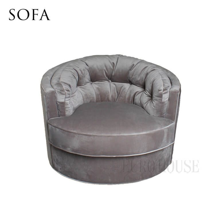 【送料無料】在庫少要確認 ソファ sofa 一人掛け 1Pソファ グレー インテリア シンプル ベルベット生地 ラグジュアリー EH-189-1 綿長物産 soco 韓国 インテリア