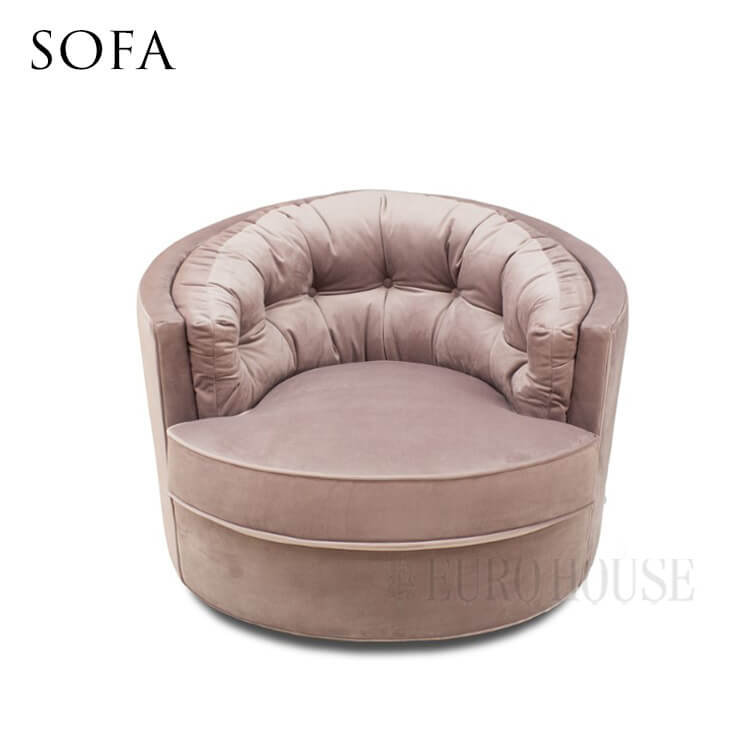 【送料無料】在庫少要確認 ソファ sofa 一人掛け 1Pソファ ピンク インテリア シンプル ベルベット生地 ラグジュアリー EH-189-1-P 綿長物産 soco 韓国 インテリア