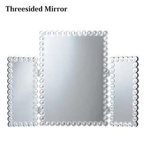 週末は店内商品ポイント最大20倍【送料無料】卓上 三面鏡 Three sided mirror ミラー 鏡 スタンド ウォール メイク 女優 ゴージャス ショップ アパレル セレブ クリスタル アート ジュエリー おしゃれ インスタ映え