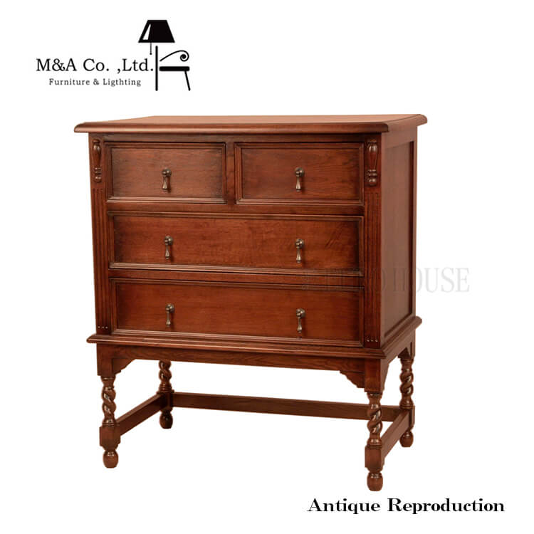 【送料無料】チェスト 高足 収納 アンティーク 無垢材 ヴィンテージ調 シンプル 木製 オーク材