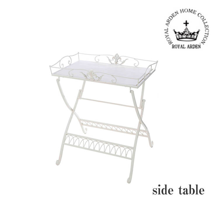マラソン期間 店内最大P20倍【送料無料】サイドテーブル アイアン ホワイト WH 71864のサムネイル
