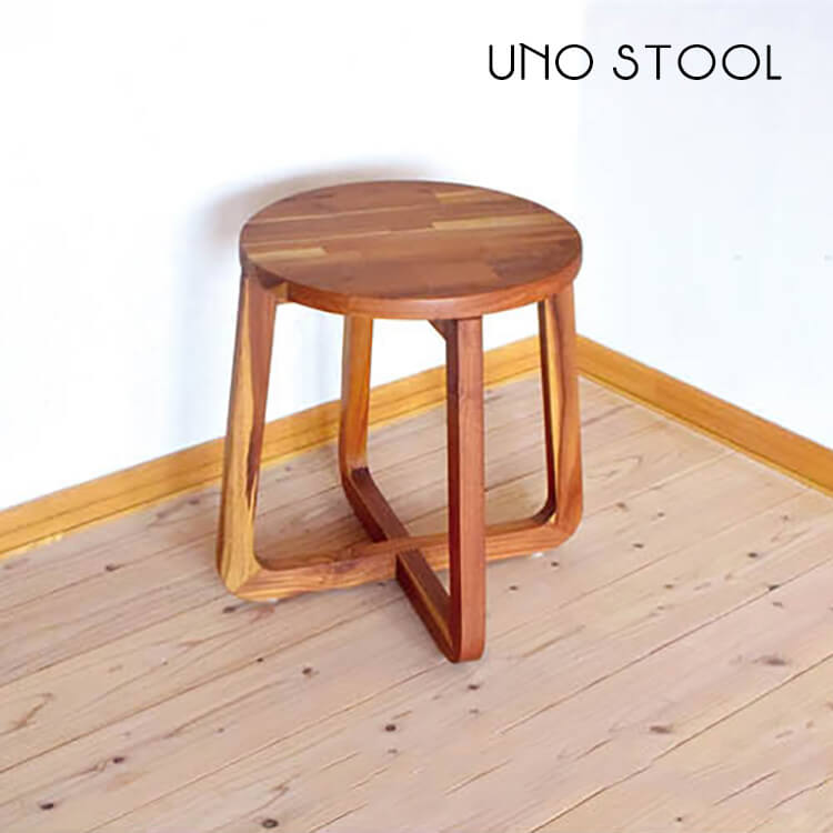 在庫少要確認 スツール UNO STOOL 椅子 チェア チークウッド 木製 天然木 完成品 ナチュラル ブラウン チークウッドシリーズ インテリア ラップス 送料無料