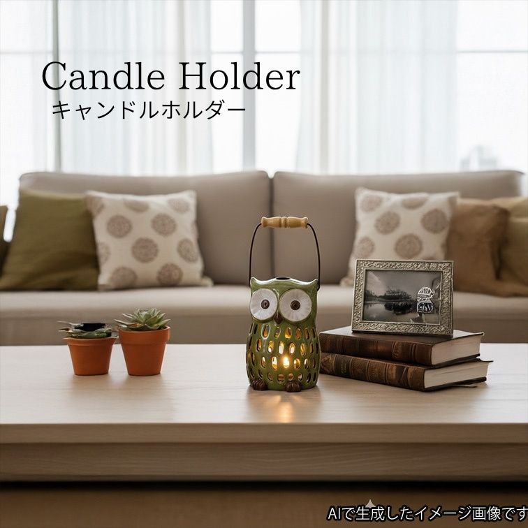 【送料無料】キャンドルホルダー Candle Holder 陶器 ディスプレイ ガーデン グリーン 庭 雑貨 間接照明 おしゃれ 可愛い メルヘン フクロウ 29240 癒やし グッズ 庭 飾りナイトライト 陶器 祝い ギフト 東洋石創