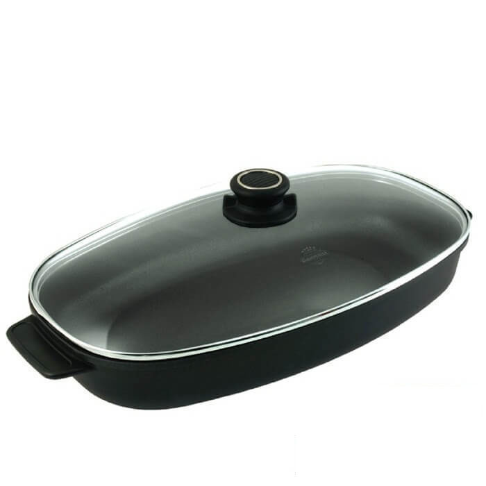 【PFOS/PFOAフリー】ガストロラックスGastrolux　バイオタンBIOTAN　IH対応ビュッフェパン　ガラス蓋付外寸46×26×7cm深さ6cm　17841