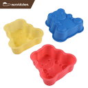【楽天スーパーSALE80%OFF】ユーロキッチン eurokitchen シリコンモールドミニ テディーベア 3点セット (赤、青、黄各1色入) ケーキ型