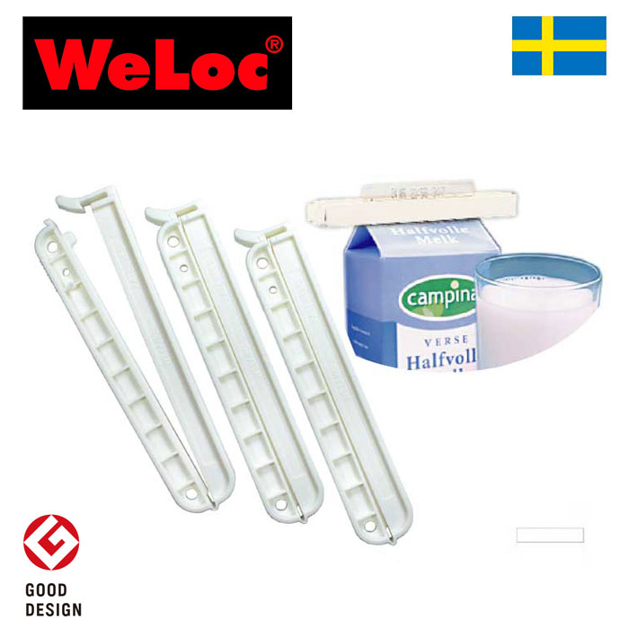 ウェーロック WeLoc ウェーロッククリップイットPA110S 牛乳パック用クリップ3個セット 白 スウェーデン製 WeLocCLIP-it 【紙 牛乳パック口留め用クリップ キャップ 蓋】