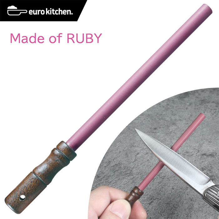 ユーロキッチン eurokitchen ルビー製ミニシャープナー SUPER FINE 3000 仕上げ用【Ruby Sharpener mini/小型ナイフ用/フォールディングナイフ用/アウトドア/仕上砥石/研ぎ棒/スチール棒】【動画】