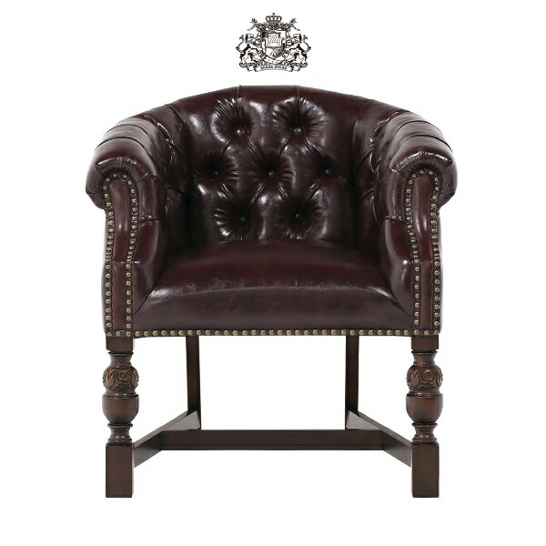 輸入家具 デザイナーズ アームチェア ボタン 本革調 椅子 イス 肘掛けアンティーク アンティーク家具調 クラシック ヴィンテージ レディース レディースサイズ レトロ 英国 イギリス 合成皮革 合皮 ダークブラウン 茶色 9003-5P38B