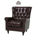 楽天ソファ専門店　ROYAL SOFAS輸入家具 デザイナーズ そふぁ ソファー ダークブラウンレトロスタイルハイバックシングルソファ 一人掛け 1人掛け ビニールレザー PUレザー 合成皮革 レザー 本革調 アンティーク ヴィンテージ レトロ イギリス 英国 ブラウン 茶 VH1P38K