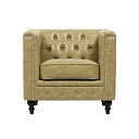 輸入家具 デザイナーズ そふぁ ソファー ヴィンセントシリーズ 家具 ベージュ PUレザースクエアチェスターフィールドシングルソファ レトロ モダン VM1P8...