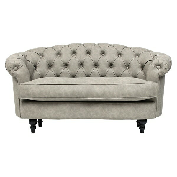 輸入家具 デザイナーズ ソファ そふぁ ソファー ボタン 2人掛け 2シーター アンティーク調 ライトグレ..