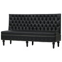 輸入家具 チェスターフィールド ソファ 3人掛け 三人掛け アンティーク ブラックPUレザー チェスターフィールド ベンチチェア ヴィンテージ レザー 本革調 ...