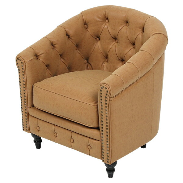 輸入家具 デザイナーズ そふぁ ソファー ボタン ヴィンセントシリーズ シングルソファ 家具 キャメル ラクダ色 本革調 レザー コンパクト チェスターフィールド 1人掛け VL1P39K ソファ専門店 ロイヤルソファズ [2]