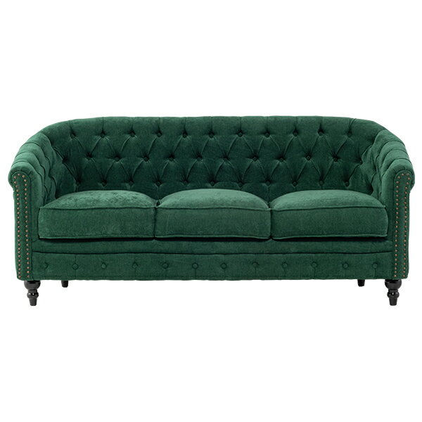 Love Sofa - 輸入家具 デザイナーズ そふぁ ソファー ボタン チェスターフィールド コンパクト ソファ 3人掛け 三人掛け アンティーク チェスターフィールド ソファー ヴィンテージ 布地 ファブリック アンティーク グリーン green VL3F274K