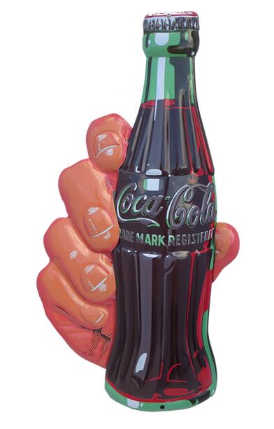 輸入家具 デザイナーズ インテリア サインプレート コカ・コーラ エンボス メタルサイン ガレージに COKE HAND EMS201