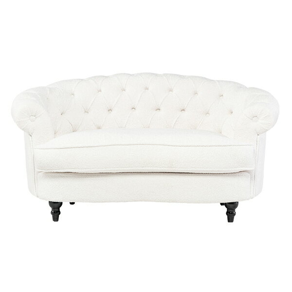 Rakuten - 輸入家具 デザイナーズ ソファ そふぁ ソファー 2人掛け 2シーター ソファ かわいい おしゃれ ホワイト ボア ファブリック チェスターフィールド 2シーター ソファ 白 white NM2F282K ソファ専門店 ロイヤルソファズ