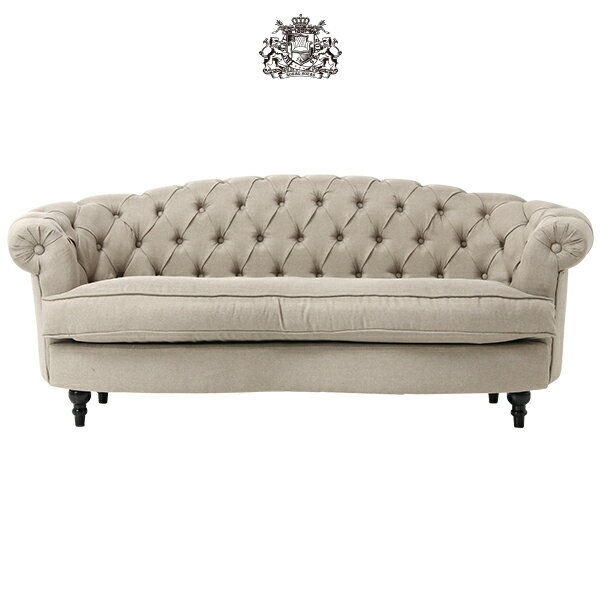 輸入家具 デザイナーズ ソファ そふぁ そふぁー ボタン 3人掛け 3シーター ボタン アンティーク調 リネン調 ファブリック フレンチスタイル 3シーター ソファー MouSofa(モーソファ) NM3F53K ソファ専門店 ロイヤルソファズ ベージュ 薄茶色