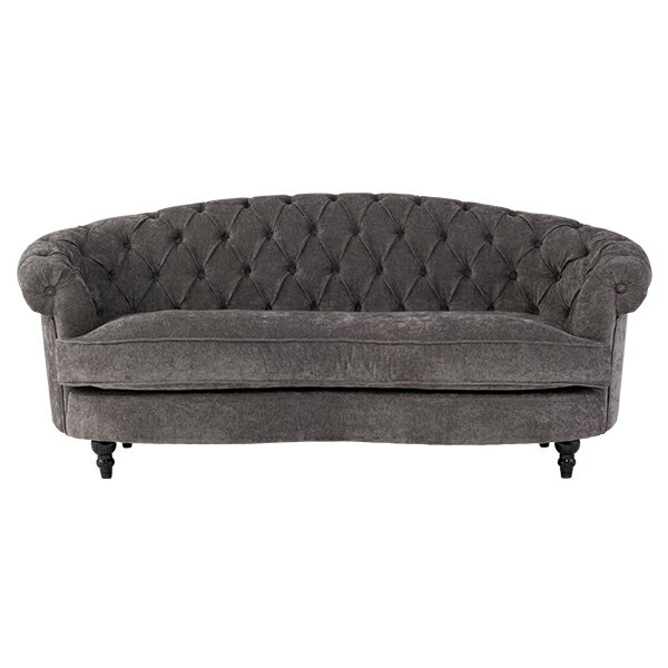 Rakuten - 輸入家具 デザイナーズ ソファ そふぁ ソファー ボタン 3人掛け 3シーター アンティーク調 グレーファブリック フレンチスタイル 3シーター ソファー MouSofa(モーソファ) NM3F265K ソファ専門店 ロイヤルソファズ