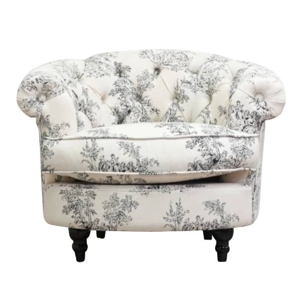輸入家具 デザイナーズ シングルソファ そふぁ ソファー ボタン 家具 トワレ柄ファブリックフレンチスタイルシングルソファ MouSofa(モーソファ) レトロ 花柄 北欧 ビーンズ 1人掛け NM1F254K ソファ専門店 ロイヤルソファズ