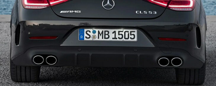 純正リアディフューザー＆マフラーエンドセットシルバー 丸形4本出しCLSクラス C257　CLS53　AMG Mercedes Benz メルセデス ベンツ