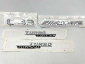 New Cクラス W206 C43 純正品 エンブレム 3点セット クローム AMG・C43・TURBO　ELECTRIFIED Mercedes Benz メルセデス ベンツ