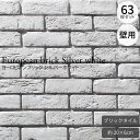 ブリックタイル ヨーロピアンブリック シルバーホワイト フラット 63枚セット（約1m2） セメント系壁面ブリックタイル 壁用 レンガタイル レンガ風タイル セメント系レンガ 屋外壁 屋内壁 白系 平 廃番商品のため在庫限り