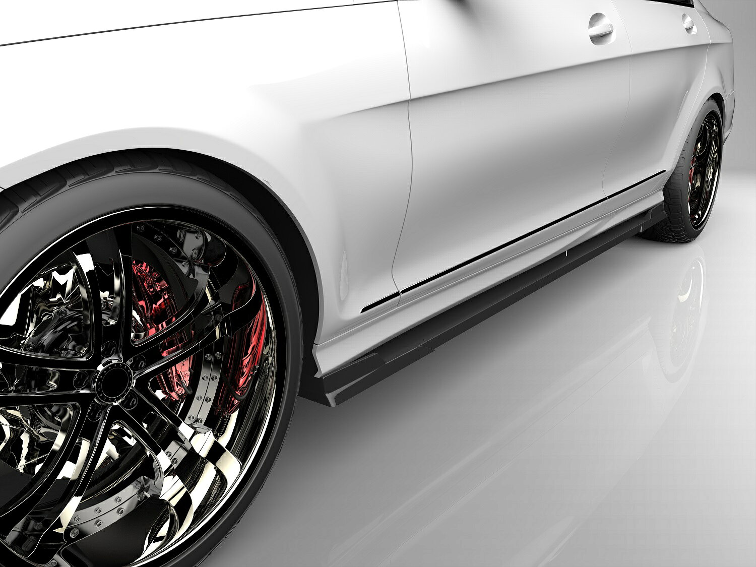■国産エアロパーツ!保証付き!!NEW MODEL/EUROUメルセデスベンツ Cクラス W204 後期 AMGスポーツサイドステップ エアロパーツ