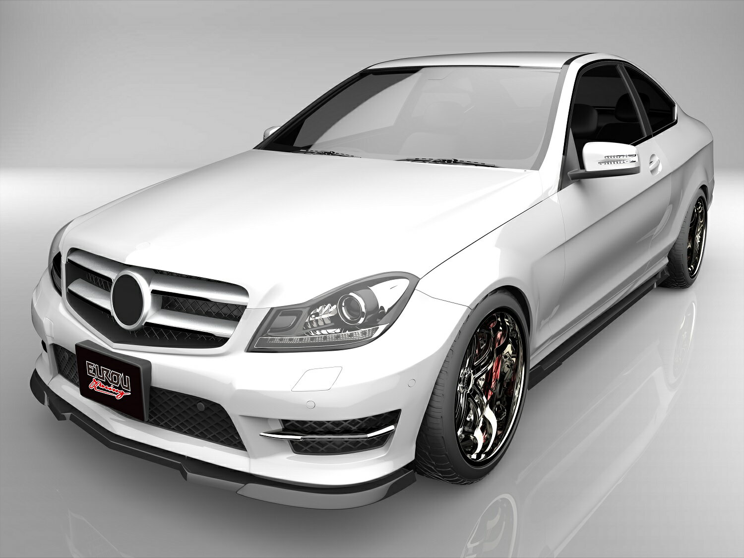 ■国産エアロパーツ!保証付き!!NEW MODEL/EUROUメルセデスベンツ Cクラス クーペ W204 204347 204349 AMGスポーツフロントアンダースポイラー サイドステップ 2点キット エアロパーツ