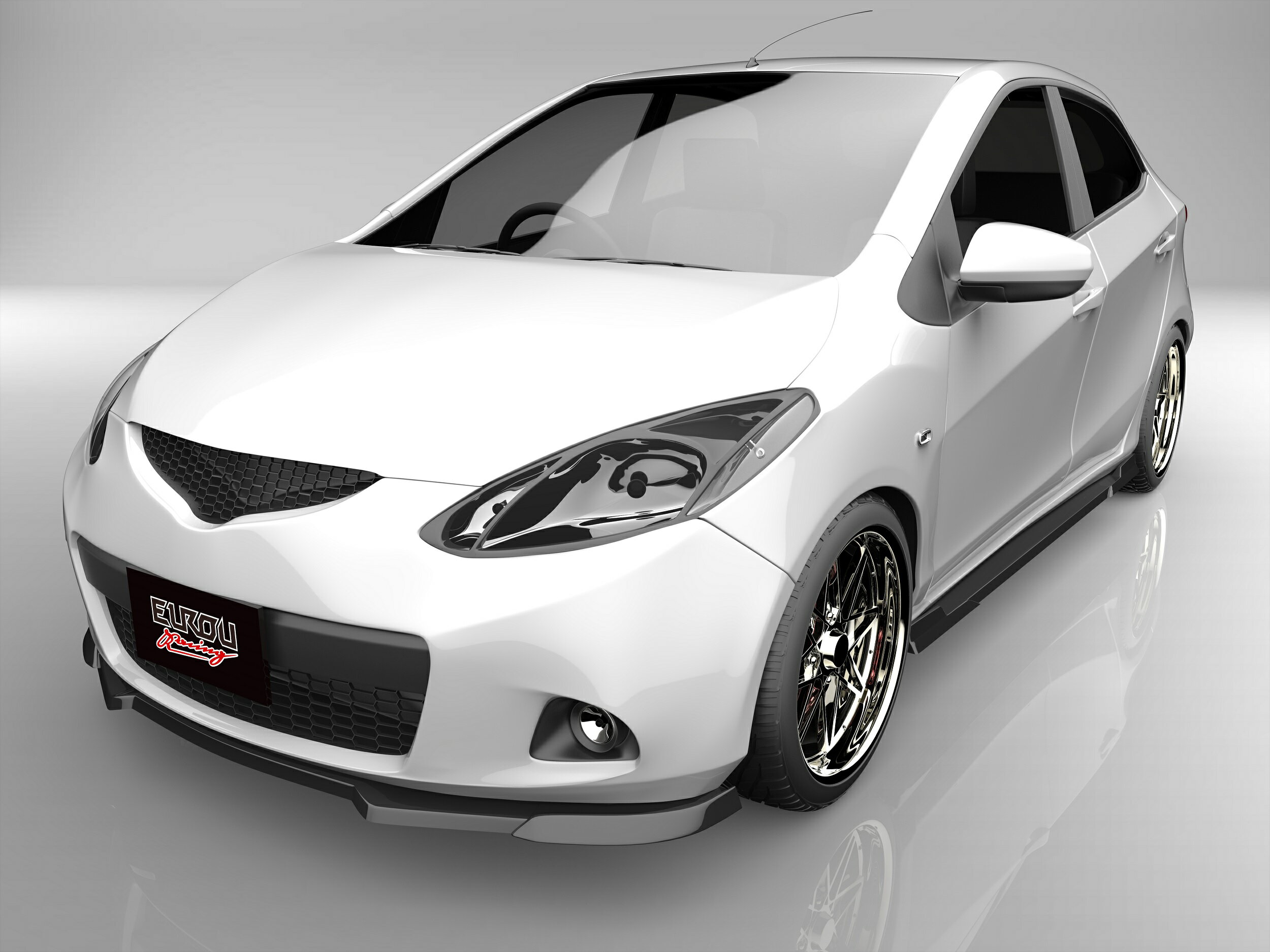 ■国産エアロパーツ!保証付き!!NEW MODEL/EUROUデミオ DE3FS DE3AS DE5FS 前期フロントアンダースポイラー サイドステップ 2点キット エアロパーツ