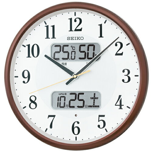 Rakuten - セイコー クロック SEIKO CLOCK 掛け時計 ホワイト ブラウン 電波 アナログ カレンダー 温度 湿度 表示 KX383B