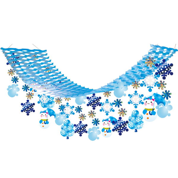 ウィンター 装飾　ほっこり雪だるま プリーツハンガー　L180cm / ディスプレイ 吊り下げ 飾り 冬 雪