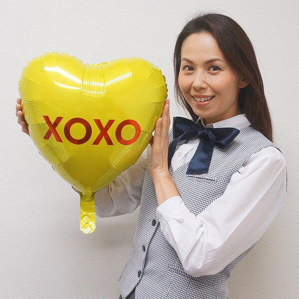 バレンタイン風船　カラフルキャンディハート　イエロー　XOXO / バルーン/メール便5枚まで可