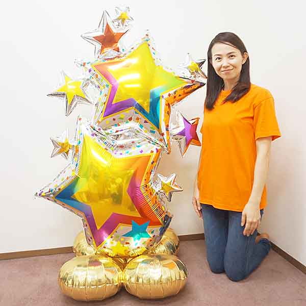 樂天商城 - 空気で自立する大きなバルーン　カラフルスター　H149cm
